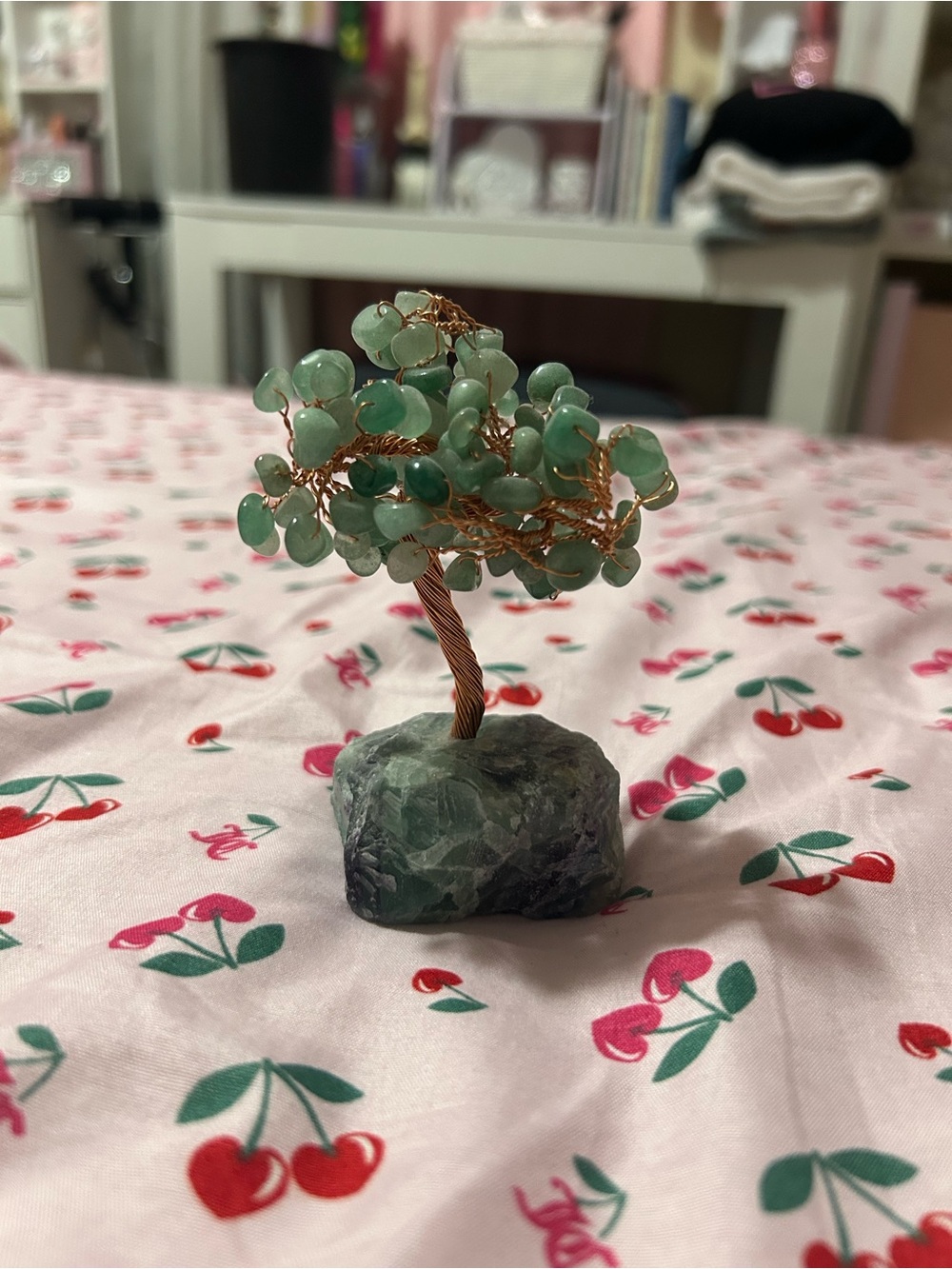 Jade Crystal Tree wrapped with copper wire mini